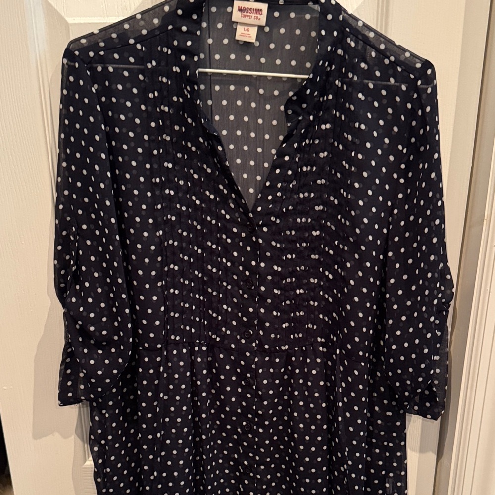 Mossimo Navy Polka Dot sheer Blouse
